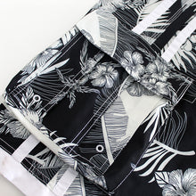 Load image into Gallery viewer, N90-T507 (Black with cream floral, cargo pockets), Men Microfiber Swimtrunk (4-way stretch)