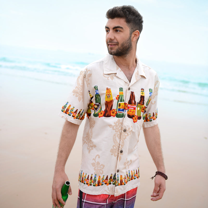 C90-A592P (Tan Brew), Men 100% Cotton Aloha Shirt – Yuntech