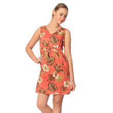 Load image into Gallery viewer, R91-D8459 (Brick floral), Ladies Aloha Dress 100% Rayon
