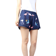 Load image into Gallery viewer, N91-CW9142 (Navy with pink flamingo), Ladies 4-way stretch comfort waist shorts