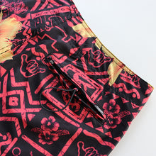 Load image into Gallery viewer, N90-B9048 (Hieroglyphics divid -crimson/onyx), Men Microfiber Boardshort - (4-way stretch) - one pocket - Size 34‘ outseam is 22 inch.