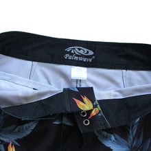 Load image into Gallery viewer, N90-B8058 (Bird of paradise divide-onyx/green), Men Microfiber Boardshort - (4-way stretch) - one pocket - Size 34‘ outseam is 22 inch.