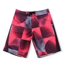 Load image into Gallery viewer, N90-B8406 (Quad sequence-rouge/grey), Men Microfiber Boardshort- (4-way stretch) - one pocket - Size 34‘ outseam is 22 inch.