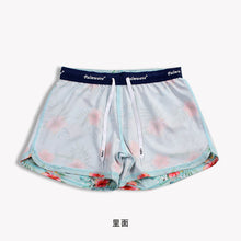 Load image into Gallery viewer, N91-CW9254 (Blue with pink hibiscus), Ladies 4-way stretch comfort waist shorts