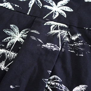 C90-A719 (Vintage navy tree), Men 100% Cotton Aloha Shirt