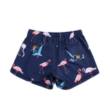 Load image into Gallery viewer, N91-CW9142 (Navy with pink flamingo), Ladies 4-way stretch comfort waist shorts