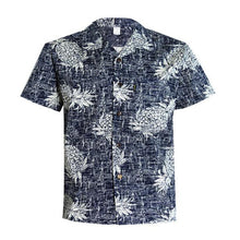 Load image into Gallery viewer, C90-A517N (Vintage navy pineapple), Men 100% Cotton Aloha Shirt