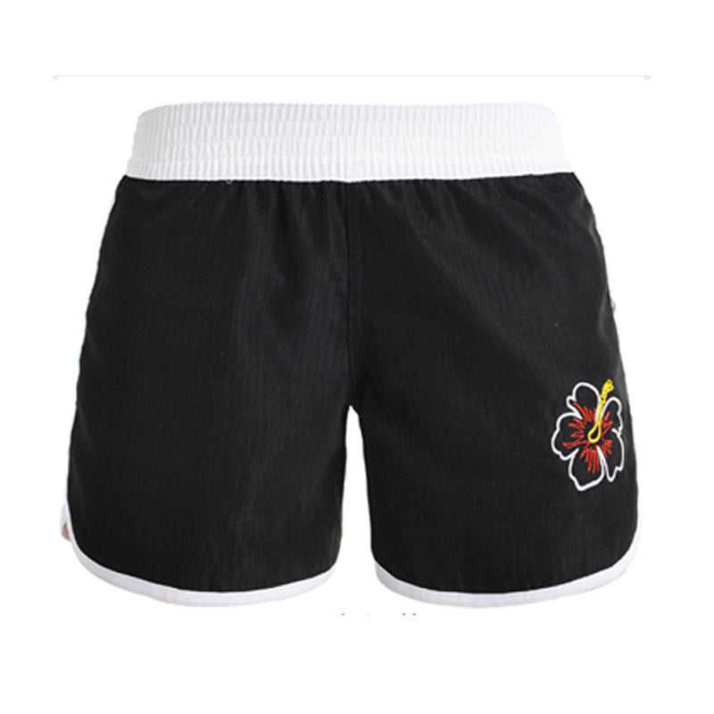 N91-W1098 (Black Solid with Rainbow Design), Ladies Microfiber Walk Shorts