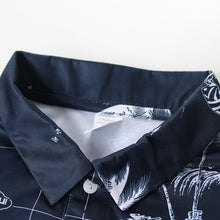 Load image into Gallery viewer, N90-P220N (Navy map), Men Microfiber Breathable Knitted Aloha Polo Shirt