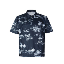 Load image into Gallery viewer, N90-P220N (Navy map), Men Microfiber Breathable Knitted Aloha Polo Shirt