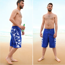 Load image into Gallery viewer, N90-B454 (Royal solid satin-back strap), Men Boardshort - two pockets - Size 34‘ outseam is 22 inch.