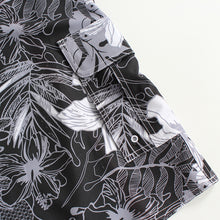 Load image into Gallery viewer, N90-B5069 (Onyx hibiscus), Men Microfiber Boardshort (4-way stretch) - three pockets - Size 34‘ outseam is 22 inch.