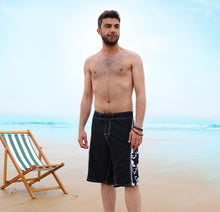 Load image into Gallery viewer, N90-B452B (Black solid satin), Men Microfiber Boardshort - two pockets - Size 34‘ outseam is 22 inch.