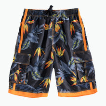 Load image into Gallery viewer, N90-T5024 (Paradise bird - black, cargo pockets), Men Microfiber Swimtrunk