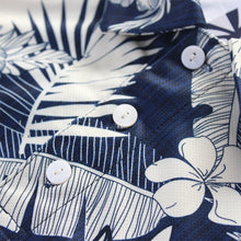 Load image into Gallery viewer, N90-P517 (Navy with cream floral), Men Microfiber Breathable Knitted Aloha Polo Shirt