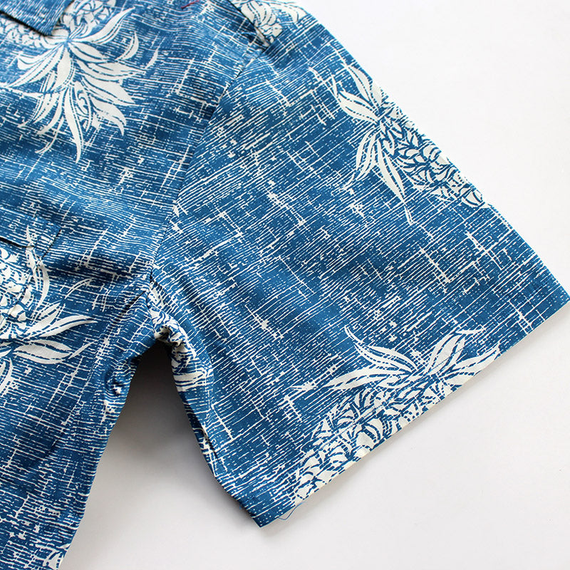 Men's Vintage Hutspah Polyester Button Up Shirt Blue Ocean Clouds