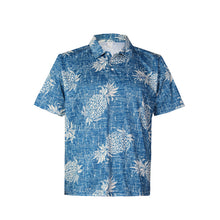 Load image into Gallery viewer, N90-P527 (Vintage blue pineapple), Men Microfiber Breathable Knitted Aloha Polo Shirt