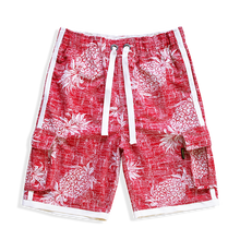Load image into Gallery viewer, N90-T547 (Vintage red pineapple, cargo pockets), Men Microfiber Swimtrunk