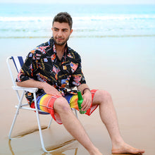 Load image into Gallery viewer, C90-A1094 (Black route 66), Men 100% Cotton Aloha Shirt