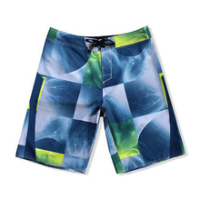 Load image into Gallery viewer, N90-B8118 (Quad sequence-navy/lime), Men Microfiber Boardshort - (4-way stretch) - one pocket - Size 34‘ outseam is 22 inch.