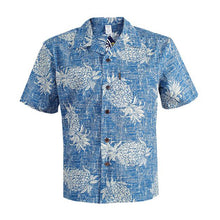 Load image into Gallery viewer, C90-A527 (Vintage blue pineapple), Men 100% Cotton Aloha Shirt