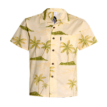 Load image into Gallery viewer, C90-A1785 (Yellow with green tree), Men 100% Cotton Aloha Shirt