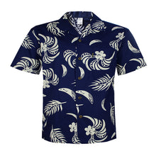 Load image into Gallery viewer, C90-A2119 (Navy with white tribal), Men 100% Cotton Aloha Shirt