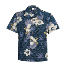 Load image into Gallery viewer, C90-A5068 (Black with gray leaf), Men 100% Cotton Aloha Shirt