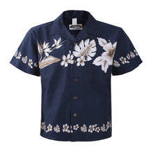 Load image into Gallery viewer, C90-A510N (Navy cross), Men 100% Cotton Aloha Shirt