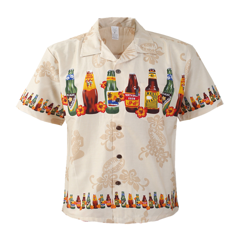 C90-A592P (Tan Brew), Men 100% Cotton Aloha Shirt