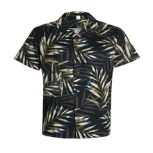 Load image into Gallery viewer, C90-A7056 (Black with gray green leaf), Men 100% Cotton Aloha Shirt