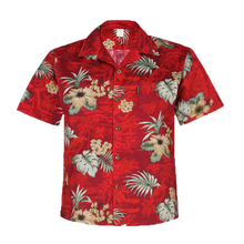 Load image into Gallery viewer, C90-A8457 (Burgundy floral), Mens 100% Cotton Aloha Shirt
