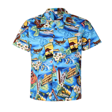 Load image into Gallery viewer, C90-A9257 (Blue paradise), Men 100% Cotton Aloha Shirt
