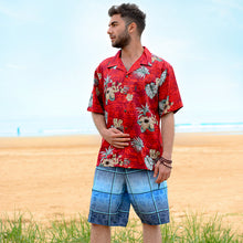 Load image into Gallery viewer, C90-A8457 (Burgundy floral), Mens 100% Cotton Aloha Shirt
