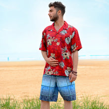 Load image into Gallery viewer, C90-A8457 (Burgundy floral), Mens 100% Cotton Aloha Shirt