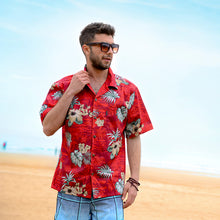Load image into Gallery viewer, C90-A8457 (Burgundy floral), Mens 100% Cotton Aloha Shirt