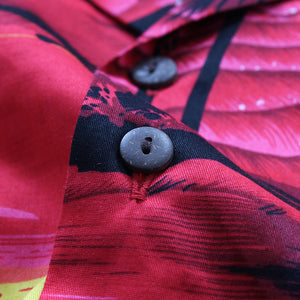 C90-A066 (Red scenery), Men 100% Cotton Aloha Shirt