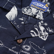 Load image into Gallery viewer, C90-A220N (Navy map), Men 100% Cotton Aloha Shirt