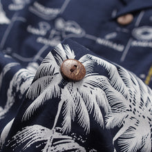 Load image into Gallery viewer, C90-A220N (Navy map), Men 100% Cotton Aloha Shirt
