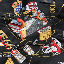 Load image into Gallery viewer, C90-A1094 (Black route 66), Men 100% Cotton Aloha Shirt