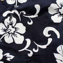 Load image into Gallery viewer, C90-A110N (Navy hibiscus),Men 100% Cotton Aloha Shirt