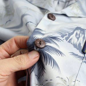 C90-A822 (Gray scenery), Men 100% Cotton Aloha Shirt