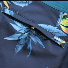 Load image into Gallery viewer, N90-B8058 (Bird of paradise divide-onyx/green), Men Microfiber Boardshort - (4-way stretch) - one pocket - Size 34‘ outseam is 22 inch.