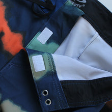 Load image into Gallery viewer, N90-B8158 (Connected dabs-navy/orange), Men Microfiber Boardshort- (4-way stretch) - one pocket - Size 34‘ outseam is 22 inch.