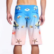 Load image into Gallery viewer, N90-B628 (Ocean life-blue), Men Microfiber Boardshort (4-way stretch) - two pockets - outseam is 22 inch in size 34
