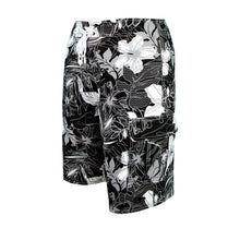 Load image into Gallery viewer, N90-B5069 (Onyx hibiscus), Men Microfiber Boardshort (4-way stretch) - three pockets - Size 34‘ outseam is 22 inch.