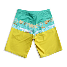 Load image into Gallery viewer, N90-B9858 (Verdant divide-spring green/yellow), Men Microfiber Boardshort (4 - way stretch) - three pockets - outseam is 20 inch in size 34