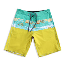 Load image into Gallery viewer, N90-B9858 (Verdant divide-spring green/yellow), Men Microfiber Boardshort (4 - way stretch) - three pockets - outseam is 20 inch in size 34
