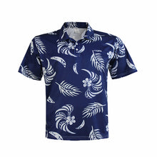 Load image into Gallery viewer, N90-P2119 (Navy with white tribal), Men Microfiber Breathable Knitted Aloha Polo Shirt