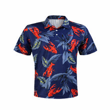 Load image into Gallery viewer, N90-P22124 (Navy lobster), Men Microfiber Breathable Knitted Aloha Polo Shirt